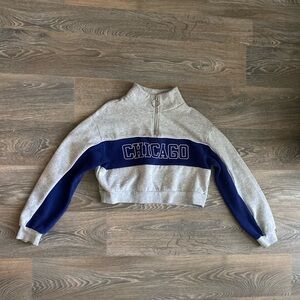 H&M Women’s Sweatshirt Grey/Multi | Chicago Half-Zip Sweater